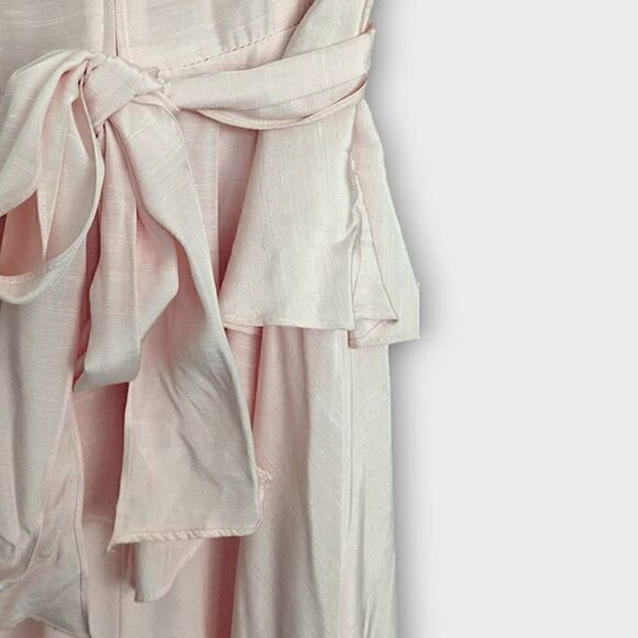 Vtg Dawn Joy Dress Sz 11/12 Pink Long Sleeves Pads Puff Shoulder Lace Collar Mid - Picture 10 of 16